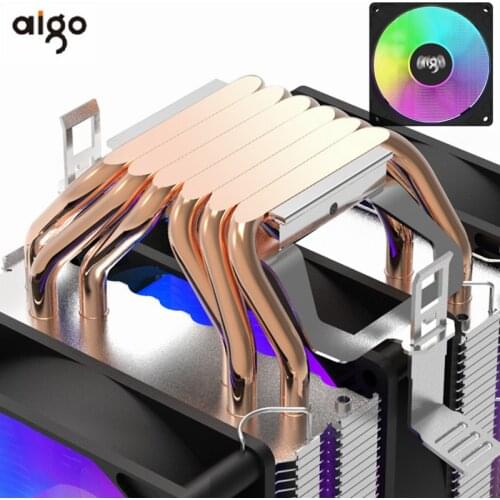 Aigo gale computer 4PIN PWM RGB CPU Cooler Fan dual tower 6 heatpipes pc radiator Cooling Intel 1150 1155 1156 1366 AM3/AM4 AMD
