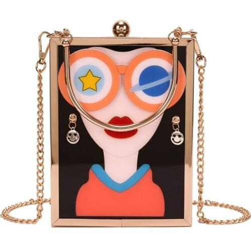 Acrylic Flower Box Design Woman Fashion Purses and Handbags Shoulder Chain Bag Female Party Funny Clutch Bag Crossbody Bag Bolsa