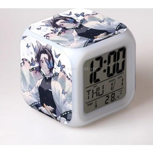 Anime Demon Slayer Toys LED Touch Multi-function Cartoon Alarm Clock Seven Color Night Watch Led Clock Fans Kids Children Gift