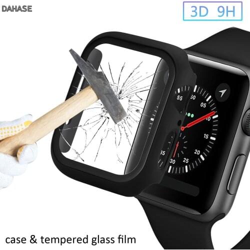 Case For Apple Watch Series 4 3 2 Plastic Bumper Frame Cover Tempered Glass Film For iWatch 44/42mm 40/38mm Screen Protector