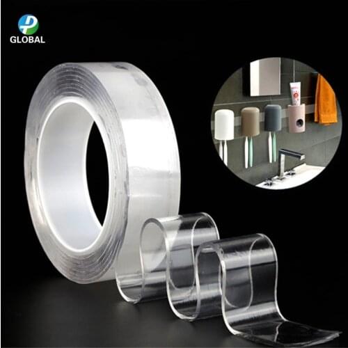 D&P 1M/3M 2*20mm Nano Tape Double Sided Transparent NoTrace Reusable Waterproof Adhesive Cleanable Home Gekkotape