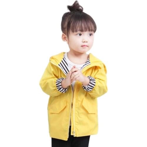 Childrens Girls Windbreaker Jackets Boys Spring Autumn kids baby Trench Coat Cotton Fashion Hooded Outerwear For 1-5 Year old
