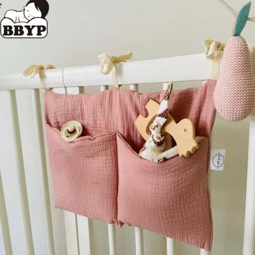 Baby Bedside Storage Bag Baby Crib Organizer Hanging Bag for Baby Essentials Multi-Purpose Newborn Bed Hanging Diaper Toy Tissue