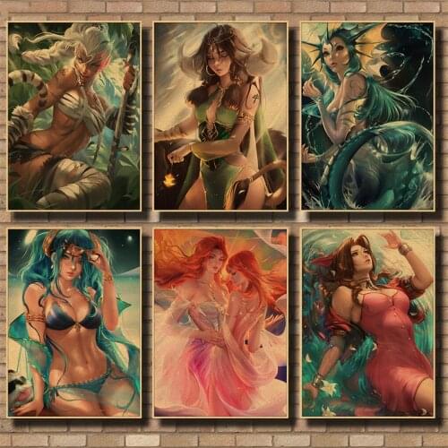 Home Decor Overwatch League of Legends LOL Game Anime Sexy D.VA Ahri kraft paper Poster Picture Decoration Painting NO.10