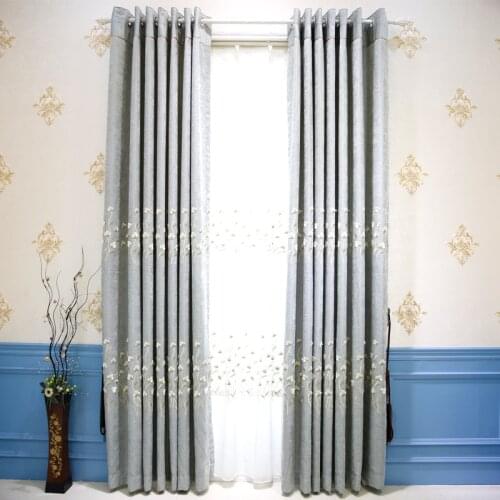 European Style Light Luxury Simple Modern Relief Embroidery Full Shade Curtains for Living Dining Room Bedroom