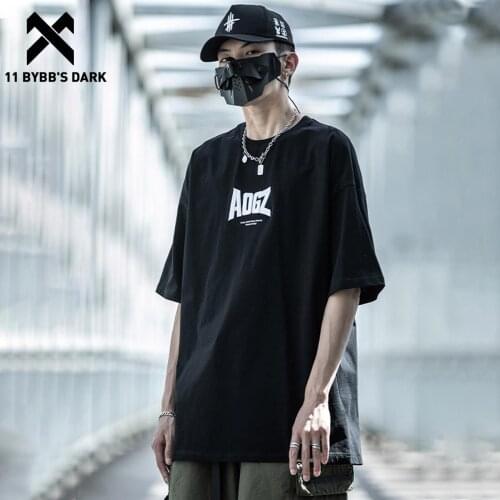 11 BYBBS DARK Techwear Hip Hop Letters Embroidery T-Shirt Mens Streetwear Harajuku Tshirts Cotton Loose Short Sleeve Tees Male