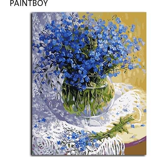 Framed Pictures Painting By Numbers Rose Flower Handwork Canvas Oil Painting Home Decor For Living Room GX8730