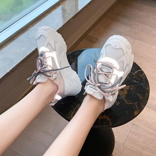 Womens Fashion Vulcanized Shoes Sneakers New Breathable Mesh Running Shoes Fashion Comfortable Wearable Fitness Shoes