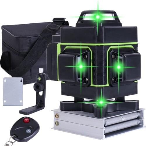 Lazer level green beam laser cross 16 line self ing 4d auto rotary construction nivel 360 degree machine tool