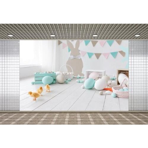 Lyavshi Easter Backgrounds Photography Gray White Wood Floor Eggs Chicken Rabbit Newborn Photographic Background Photo Studio