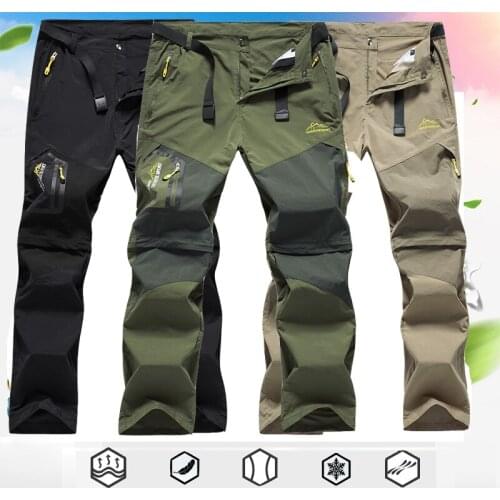Mens Pants With Removable Splicing Mens Quick-Drying Pants For Casual Loose Outdoor Climbing Assault Trousers