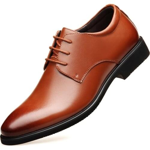 Height increasing 6cm Men Dress shoes genuine Leather Oxford shoes Brown Black Wedding Business Shoes Men Elevator Derby Shoe