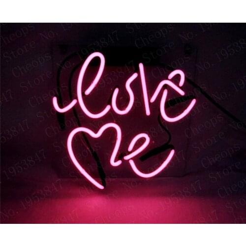 LOVE ME Gift Neon Signs Real Glass Tube Moon and Star Beer Bar Pub Homeroom Girlroom Party Decor 10x10