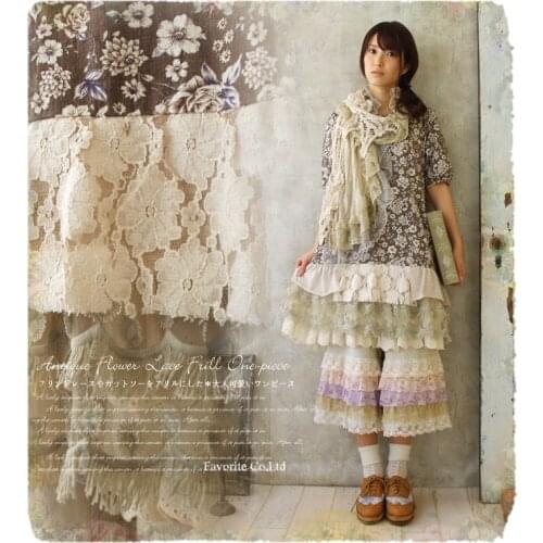 Mori Girl Summer Floral Lace Layer Embroidery Female Dress Cottage Style Casual Women Loose Size Cotton Ropa Boho Dress Vestido