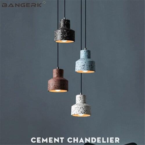 BANGERK Industrial Wind Cement Hanging Lamp Loft Style Vintage Pendant Light LED Home Decor Art Lighting Indoor Droplight