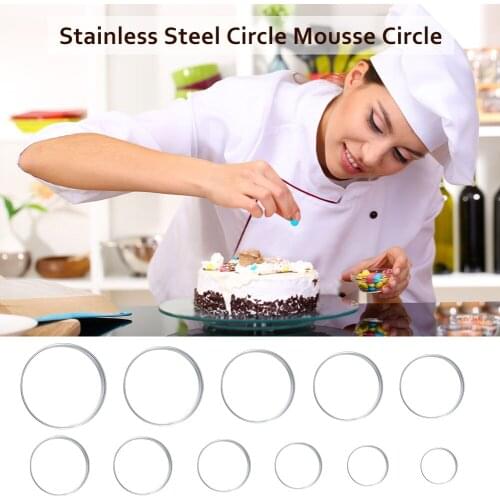 Portable 12 Pcs Stainless Steel Round Cookie Biscuit Cutter Baking Metal Ring Cake Fondant Molds for Kitchen Dough Accessories