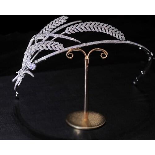 Irregular Full Zircon Crystal Brides Headbands Tiaras Headpieces Wedding Hair Accessory