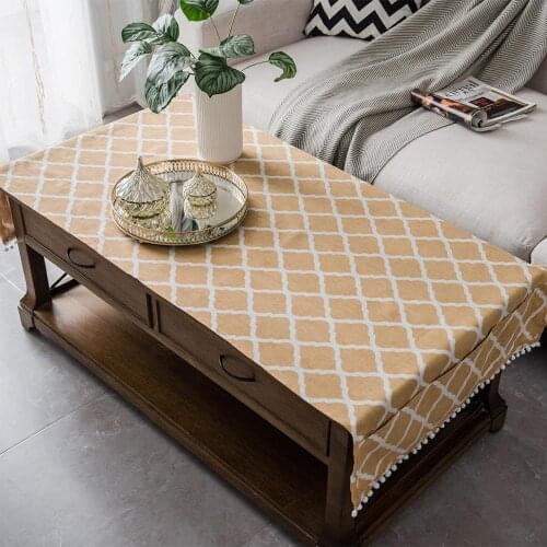 Modern minimalist geometric cotton and linen printed rectangular tablecloth