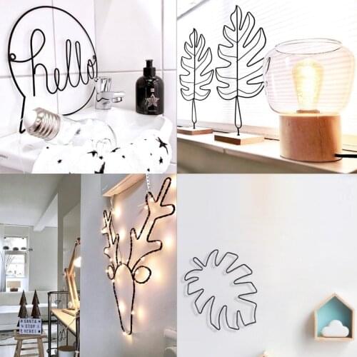 Nordic Hallway Welcome Sign Wall Sticker Children Room Hanging Decorations Store Decor Leaf Welcome Sign Art Iron Wall Hanging