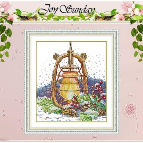 Snow Night Oil Lamp counted Cross Stitch 11CT 14CT Cross Stitch Set Wholesale DIY Cross-stitch Kit Embroidery Needlework
