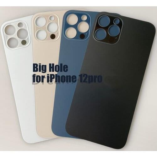 50PCS Big Hole Back Glass Battery Cover Rear Back Door Housing Replacement for iPhone 12 Pro Max