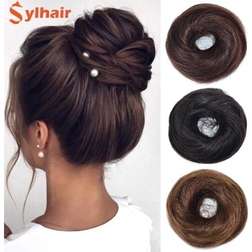 Sylhair Womens Hair Buns Synthetic Hair Curly Chignon Messy Bun Hair Messy Buns Updo Roller Hairpiece For Women