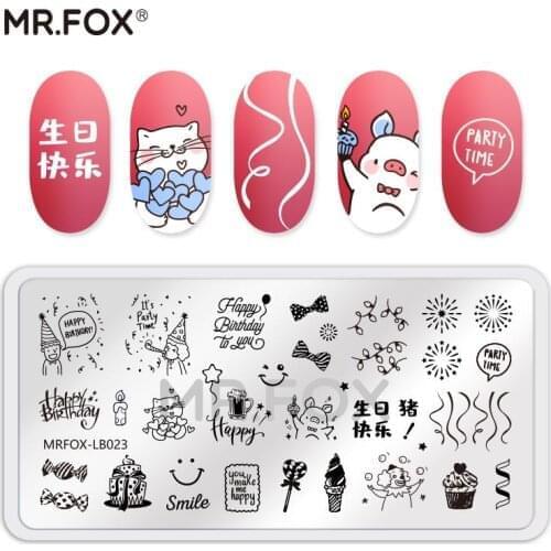 Stamp Plates Dog Cate Baby Happy Birthday Image Nail Art Template Stainless Steel Floral Flower Lace Stencils