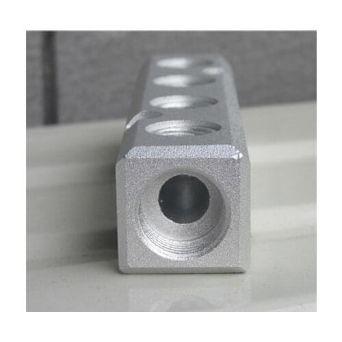 G1/2" In G1/4" Out 30x30mm 4 Way 6 Port Pneumatic Air Solid Aluminum Manifold Block Splitter Water Gas Oil