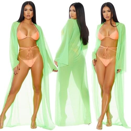 S-XXL Women Chiffon Beach Dress Kimono Cardigan Swimsuit Cover Up Beachwear Dress