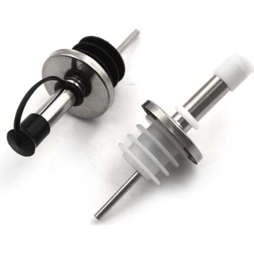 1PC Stainless Steel Oil Bottle Spout Pourer/Mouth With Stopper Flask Dry Red Wine Pot Bottle Cork Plug Olive Pourer Dispenser