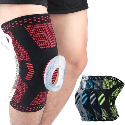 1 pcs Patella Knee Protector Brace Silicone Spring Knee Pad Basketball Knitted Compression Elastic Knee Sleeve Support Sports