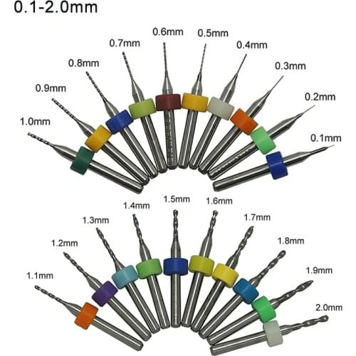 10pcs PCB Drill Tool Kit 0.1mm-2.0mm Tungsten Carbide Metal Milling Cutter CNC Tools for Circuit Board Beeswax Engraving