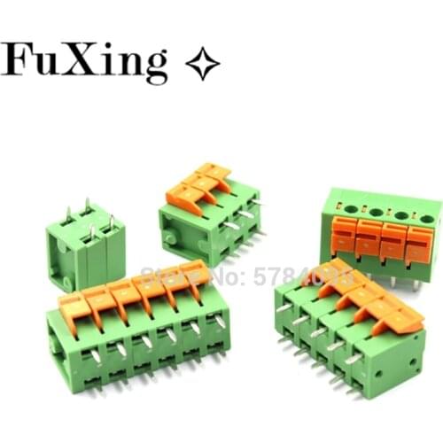 10pcs CY142 KF142V 142R 5.08mm PCB Spring Terminal Block KF128-5.08 2P 3P4P 5P 6P 7p 8p 9p 10p Terminals Connector Mounted Screw