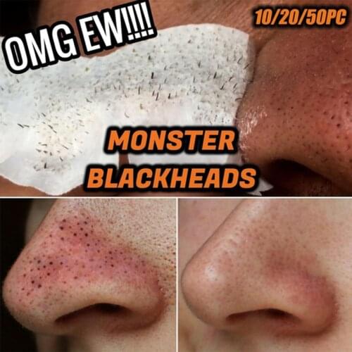 50Pcs Bamboo Charcoal Deep Cleansing Nose Strips Blackhead Remover Nasal Spot Facial Dot Sticker Nose Mask Shill Acne Black Head