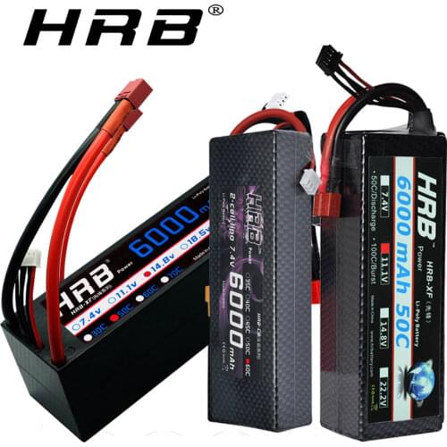 HRB 2S 3S RC Lipo Battery 7.4V 11.1V 14.8V 6000mah 60C Max 120C Hard Case Battery for Traxxas 1/10 1/12 RC Cars Truck Monsters