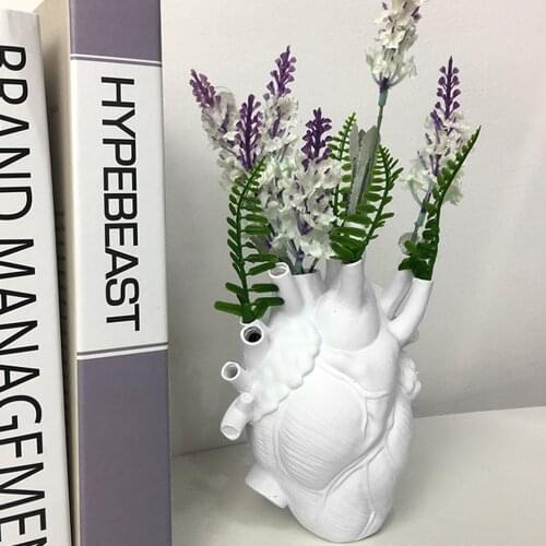 Anatomical Heart Shape Flower Vase Nordic Style Flower Pot Art Vases Sculpture Desktop Plant Pot for Home Decor Ornament Gifts
