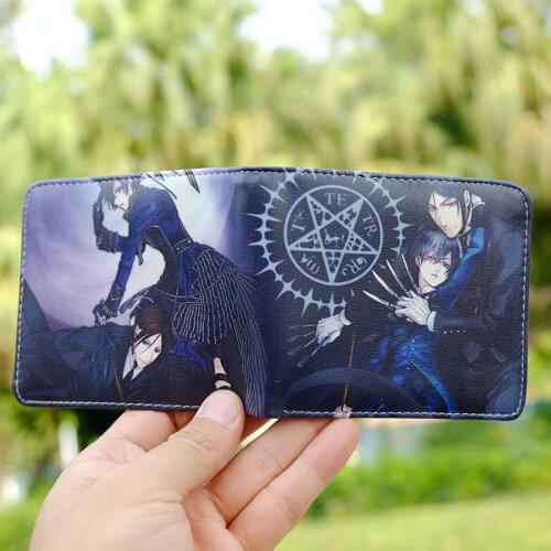 Anime Black Butler Kuroshitsuji Ciel Sebastian Coin PU Leather Wallet Purse Bag Holder Layer Cool Hot