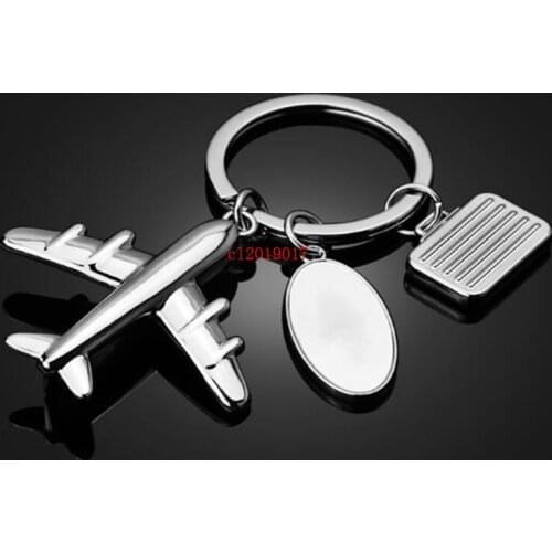 FREE SHIPPING BY DHL 100pcs/lot 2019 New Zinc Alloy Airplane Keychains Metal Plane Keyrings for Airline Gifts Custom LOGO