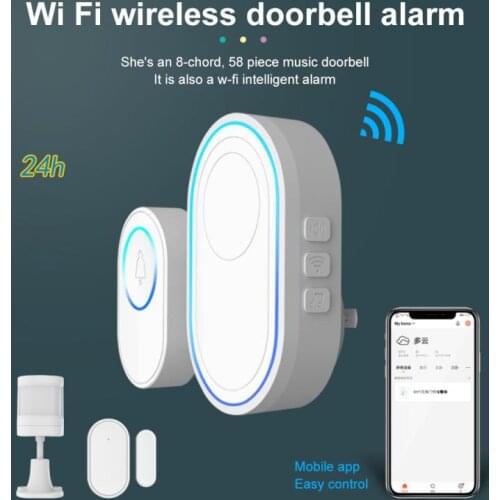 TUYA Wifi Doorbell Alarm System Intelligent Wireless Strobe Siren 58 Sound And Light Siren Compatible 433MHz Wireless Detectors