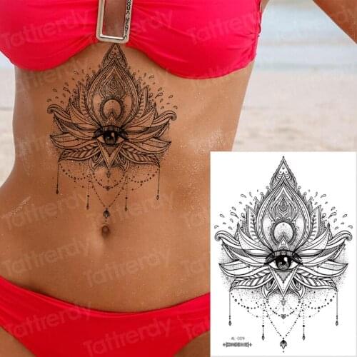 Body Art Temporary Tattoo Sexy Non-Toxic Mandala Lotus Tattoos Sticker For Women tattoo Black Mehndi Stickers Henna Fake Tatoo
