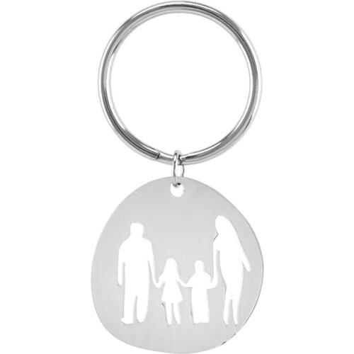 Stainless steel family keychain Mom Dad Son Daughter Romantic gift To Mom and dad Cute boy girl key chain Jewelry Accessories