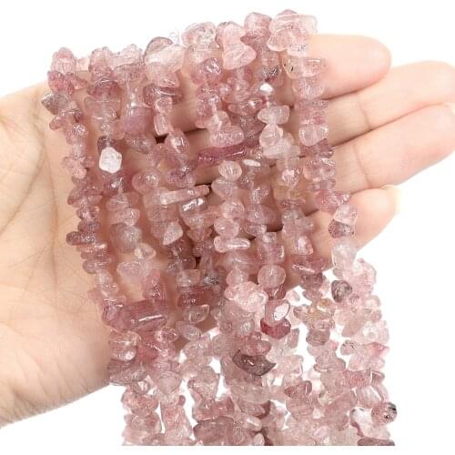 Natural Stone Beads Strawberry Stone Charm Round Loose Beads For Jewelry Making Needlework Bracelet Diy Strand 4/6/8/10/12MM