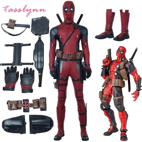 Flash Deadpool Cosplay Costume Wade Winston Wilson Bodysuit Deluxe Full Set Leather Outfits Halloween Cosplay for Adults