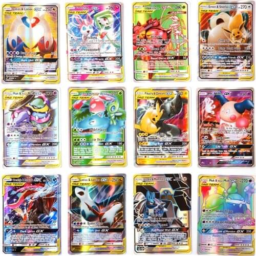 Hot Sale GX EX Mega Tag team Shining Pokemones Cards Game Battle Carte 10 25 50 100 200 300pcs Trading Cards Game Kids Toys