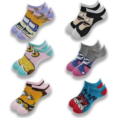 Cartoon Cartoon Cotton Boat Socks for Men and Women Popular Elements Patterns Personality Creativity Fashion and Comfortbale