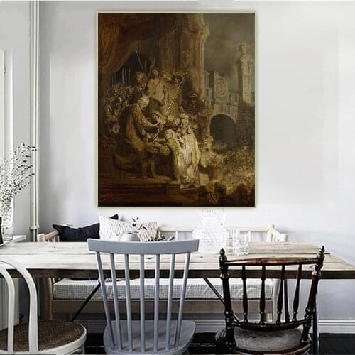 Citon Rembrandt《Ecce Home》Canvas Art Oil Painting Famous Artwork Poster Picture Wall Background Decor Home Decoration