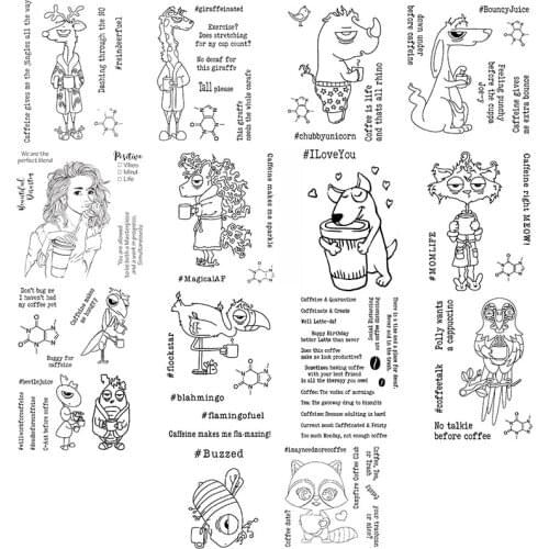 Caffeinated Terrier Animal Buggy for Caffeine Blended Sentiments Clear Stamps and Dies for DIY Scrapbooking Craft Card 2020 New