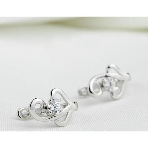 KOFSAC Fashion 925 Sterling Silver Earrings For Women Shiny Zircon Winding love Heart Earring Jewelry Lady Valentines Day Gifts