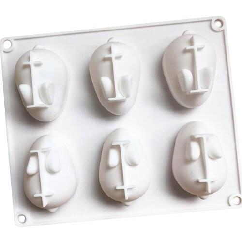 Small 6-connect Net Red Mousse Rabbit Food Grade Silicone Mold, High Temperature Resistant and Easy To Demold DIY Moulds