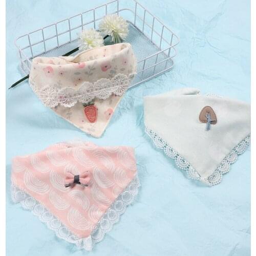 Cute Lace Flower Baby Bibs Soft Cotton Triangle Infant Baby Girl Bibs Bows Kids Toddler Towels Baby Feeding Stuff